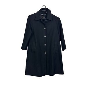Zara Wool Coat Womens XS Black Manteco Premium Fabric Button Front A-Line Jacket